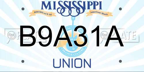 B9A31A Mississippi License Plate