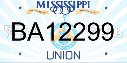 BA12299 Mississippi License Plate