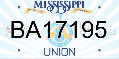 BA17195 Mississippi License Plate