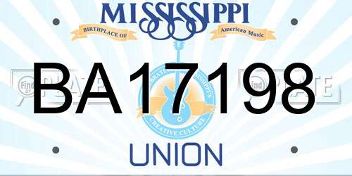 BA17198 Mississippi License Plate