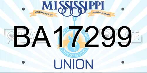 BA17299 Mississippi License Plate