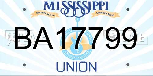BA17799 Mississippi License Plate