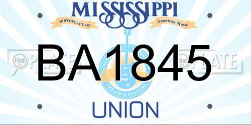 BA1845 Mississippi License Plate