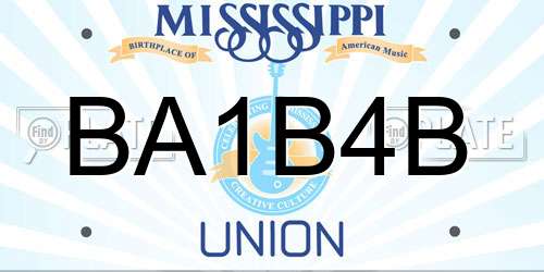 BA1B4B Mississippi License Plate