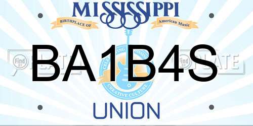 BA1B4S Mississippi License Plate