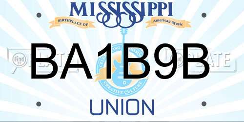 BA1B9B Mississippi License Plate