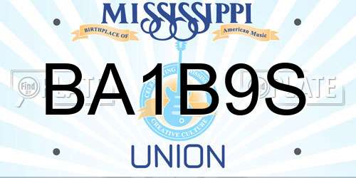 BA1B9S Mississippi License Plate