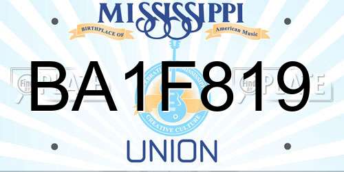 BA1F819 Mississippi License Plate