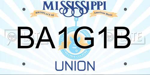 BA1G1B Mississippi License Plate