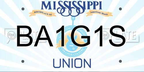 BA1G1S Mississippi License Plate