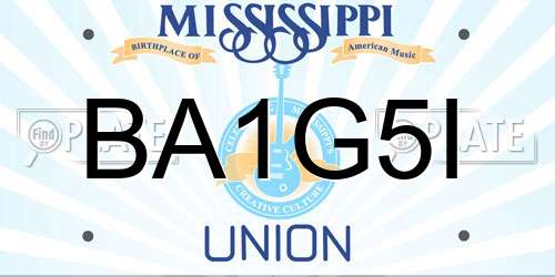 BA1G5I Mississippi License Plate