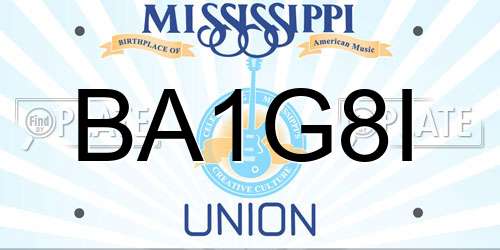 BA1G8I Mississippi License Plate