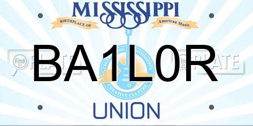 BA1L0R Mississippi License Plate