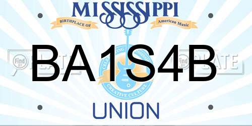BA1S4B Mississippi License Plate