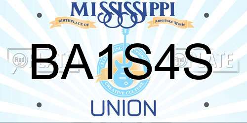 BA1S4S Mississippi License Plate