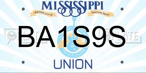 BA1S9S Mississippi License Plate