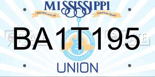 BA1T195 Mississippi License Plate