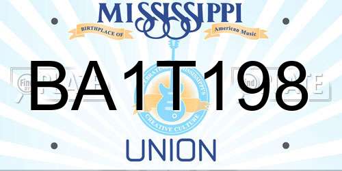 BA1T198 Mississippi License Plate