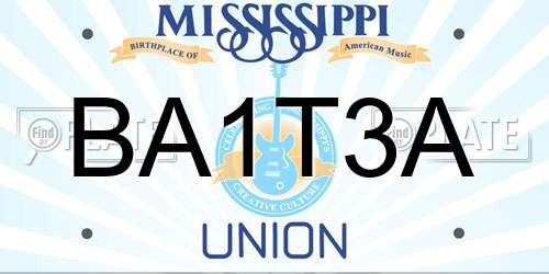 BA1T3A Mississippi License Plate