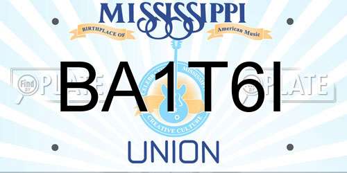BA1T6I Mississippi License Plate