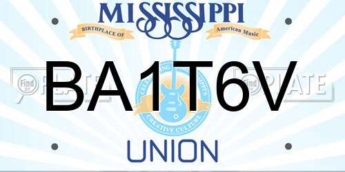 BA1T6V Mississippi License Plate