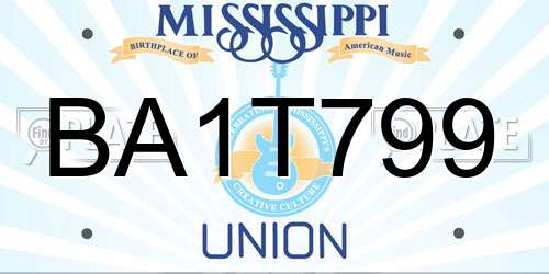 BA1T799 Mississippi License Plate