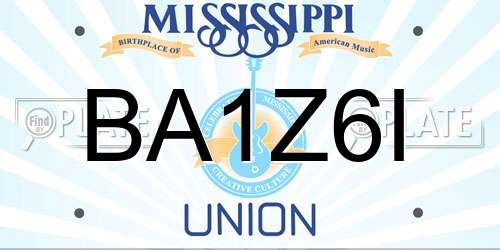BA1Z6I Mississippi License Plate