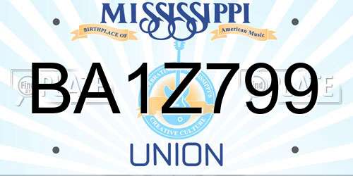 BA1Z799 Mississippi License Plate