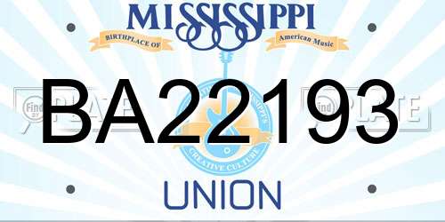 BA22193 Mississippi License Plate
