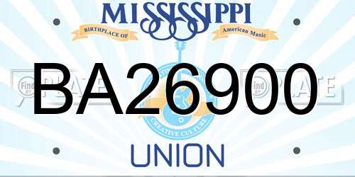 BA26900 Mississippi License Plate