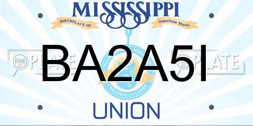 BA2A5I Mississippi License Plate