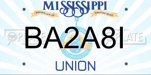 BA2A8I Mississippi License Plate