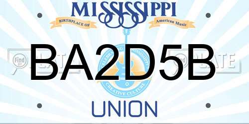 BA2D5B Mississippi License Plate