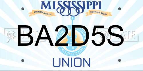 BA2D5S Mississippi License Plate