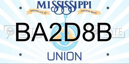 BA2D8B Mississippi License Plate