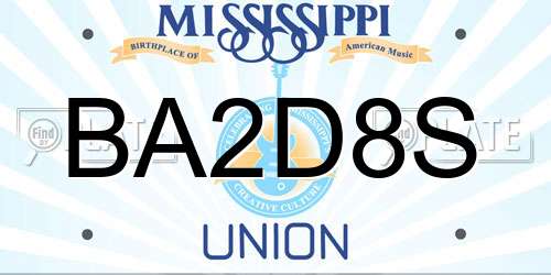 BA2D8S Mississippi License Plate