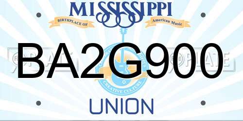 BA2G900 Mississippi License Plate