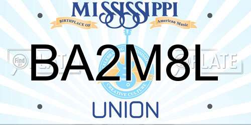 BA2M8L Mississippi License Plate
