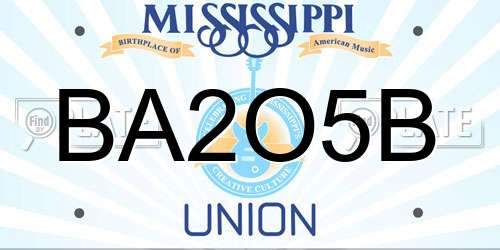 BA2O5B Mississippi License Plate