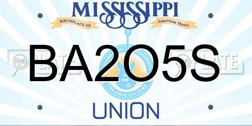 BA2O5S Mississippi License Plate