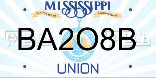 BA2O8B Mississippi License Plate