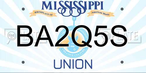 BA2Q5S Mississippi License Plate