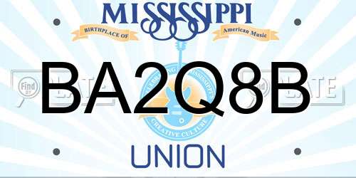 BA2Q8B Mississippi License Plate