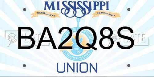 BA2Q8S Mississippi License Plate