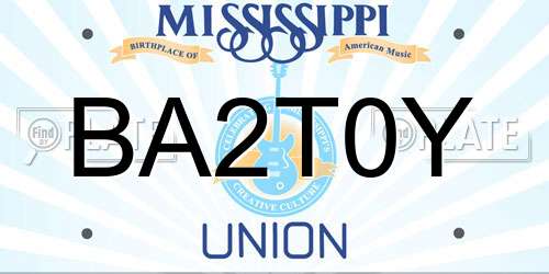BA2T0Y Mississippi License Plate