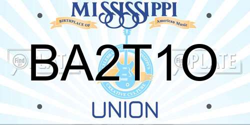 BA2T1O Mississippi License Plate