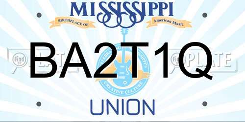 BA2T1Q Mississippi License Plate