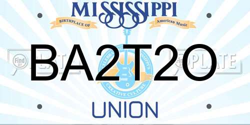 BA2T2O Mississippi License Plate