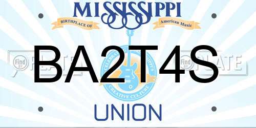 BA2T4S Mississippi License Plate