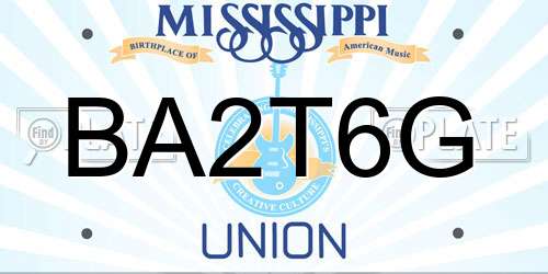 BA2T6G Mississippi License Plate